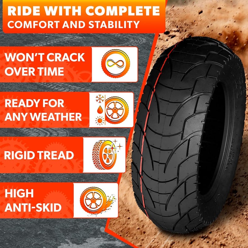 V TOWER 80/65-6 Scooter Tire Tube for All Seasons - 10x3" Electric Scooter Tires Replacement with Rugged Tread - Weather, Abrasion & Puncture Resistant 80/65-6 Tire For a Smooth, Quiet Ride on Any Terrain - Image 4